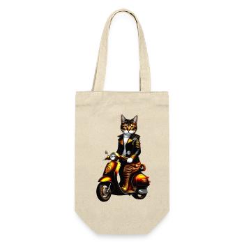 Steampunk-Katze - Geschenkbeutel für Flaschen - Natur - Vorne