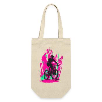Mountainbike biker Downhill - Geschenkbeutel für Flaschen - Natur - Vorne