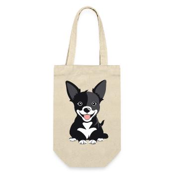 Glücklicher Hunde Welpe mit ausgestreckter Zunge - Geschenkbeutel für Flaschen - Natur - Vorne