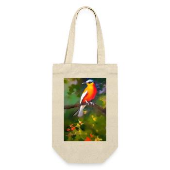 Oiseau sur branche avec des fleurs colorées - Sac à bouteille - nature - Devant