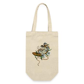 Broken pocket watch with wings and lilies - Gift Bag for Bottles - nature - Front