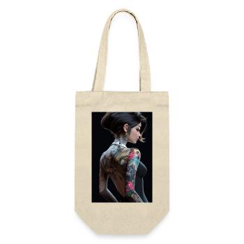 Ink Enchantress: Anime-Schönheit im schwarzen Kleid - Geschenkbeutel für Flaschen - Natur - Vorne