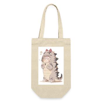 Dino Dreams: Captivating Drawing of a Cute Anime - Gift Bag for Bottles - nature - Front