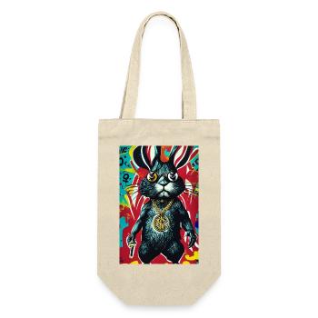 Hase Pop-Art Urban Graffiti Stil - Geschenkbeutel für Flaschen - Natur - Vorne