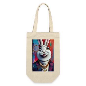 Verrückter Hase im urbanen Stil | Mr. Crazy Bunny - Geschenkbeutel für Flaschen - Natur - Vorne