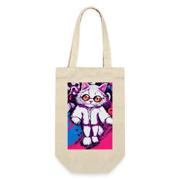 Crazy cat motif in pop art style - Gift Bag for Bottles - nature - Front
