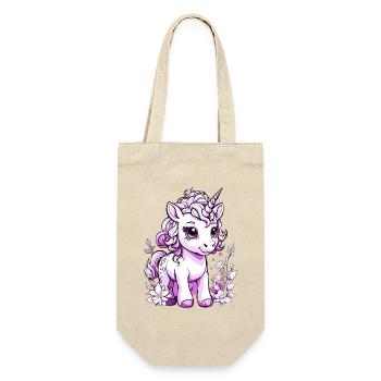 Süßes Einhorn lila pink - Geschenkbeutel für Flaschen - Natur - Vorne