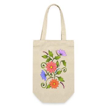 Blumen - Geschenkbeutel für Flaschen - Natur - Vorne