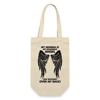 Meine Mama ist mein Schutzengel - Geschenkbeutel für Flaschen - Natur - Vorne