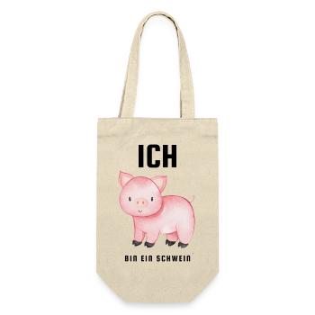 Ich bin ein Schwein - Geschenkbeutel für Flaschen - Natur - Vorne