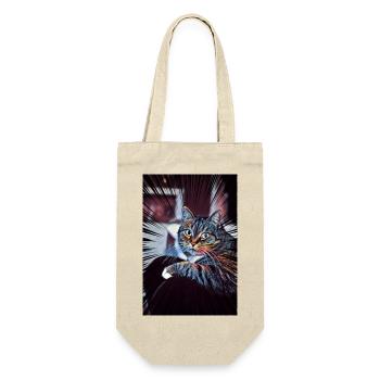 Süße Katze Comic - Geschenkbeutel für Flaschen - Natur - Vorne