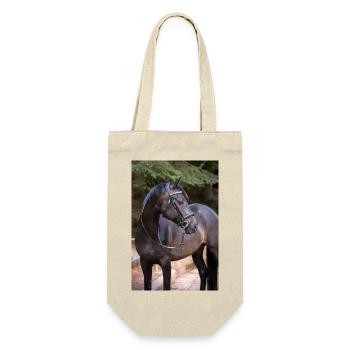 schönes schwarzes Pferd, Lakota vom Regenbogenhof, - Geschenkbeutel für Flaschen - Natur - Vorne