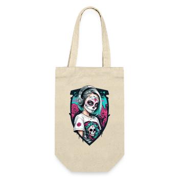 Sugar Skull Girl in a Shield Frame - Gift Bag for Bottles - nature - Front