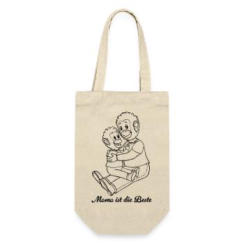 Mutter Kind Familie Tier Mama Stofftier - Geschenkbeutel für Flaschen - Natur - Vorne