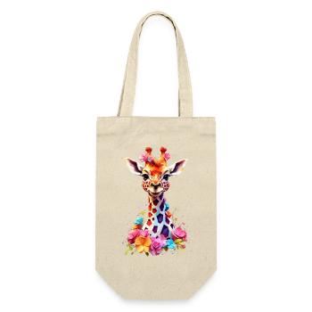 Giraffe V1 24 02 - Geschenkbeutel für Flaschen - Natur - Vorne