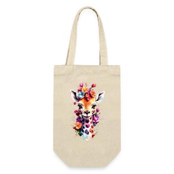Giraffe V1 24 03 - Geschenkbeutel für Flaschen - Natur - Vorne