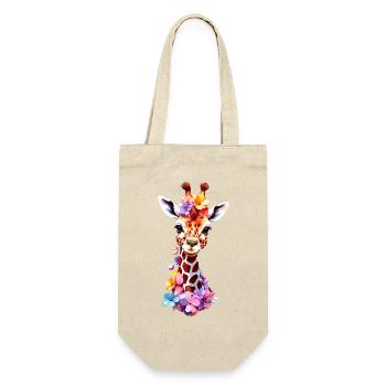 Giraffe V1 24 19 - Geschenkbeutel für Flaschen - Natur - Vorne