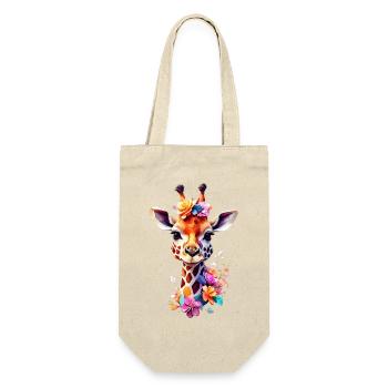 Giraffe V1 24 20 - Geschenkbeutel für Flaschen - Natur - Vorne