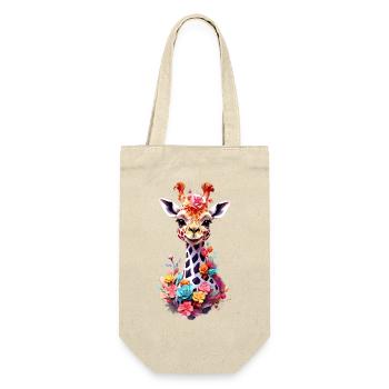 Giraffe V1 24 08 - Geschenkbeutel für Flaschen - Natur - Vorne