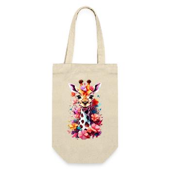 Giraffe V1 24 17 - Geschenkbeutel für Flaschen - Natur - Vorne