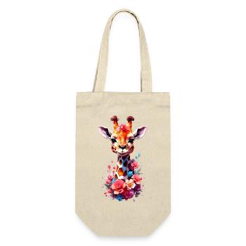 Giraffe V1 24 09 - Geschenkbeutel für Flaschen - Natur - Vorne