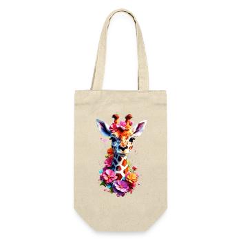 Giraffe V1 24 10 - Geschenkbeutel für Flaschen - Natur - Vorne