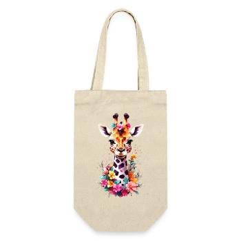 Giraffe V1 24 27 - Geschenkbeutel für Flaschen - Natur - Vorne