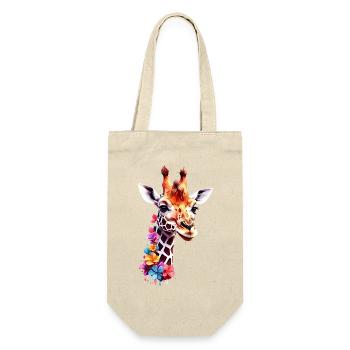 Giraffe V1 24 24 - Geschenkbeutel für Flaschen - Natur - Vorne