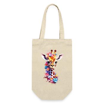 Giraffe V1 24 34 - Geschenkbeutel für Flaschen - Natur - Vorne