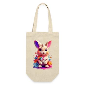 Hase Bunny V1 24 08 - Geschenkbeutel für Flaschen - Natur - Vorne