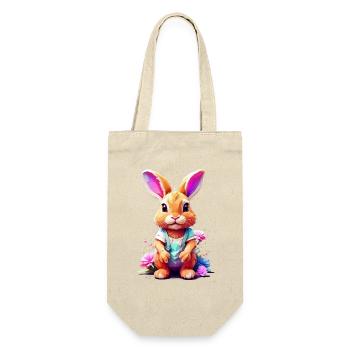 Hase Bunny V1 24 12 - Geschenkbeutel für Flaschen - Natur - Vorne