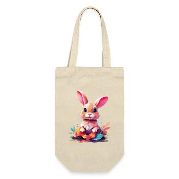 Hase Bunny V1 24 03 - Geschenkbeutel für Flaschen - Natur - Vorne