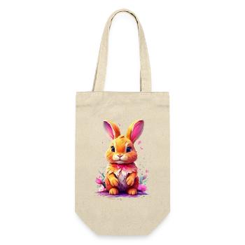 Hase Bunny V1 24 05 - Geschenkbeutel für Flaschen - Natur - Vorne