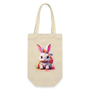 Hase Bunny V1 24 16 - Geschenkbeutel für Flaschen - Natur - Vorne