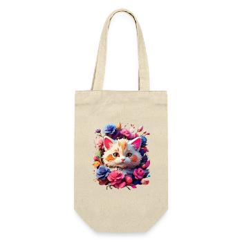 Katze Cat V1 24 07 - Geschenkbeutel für Flaschen - Natur - Vorne