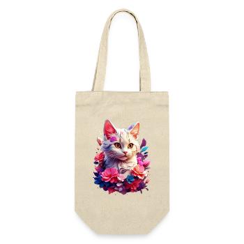 Katze Cat V1 24 19 - Geschenkbeutel für Flaschen - Natur - Vorne