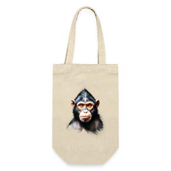 Affe Monkey V24 01 - Geschenkbeutel für Flaschen - Natur - Vorne