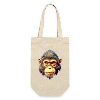 Affe V24 05 - Geschenkbeutel für Flaschen - Natur - Vorne