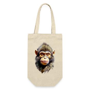 Affe V24 13 - Geschenkbeutel für Flaschen - Natur - Vorne