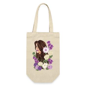 VIOLET Femme Illustration Fleurs Violettes Et Blanches - Sac à bouteille - nature - Devant