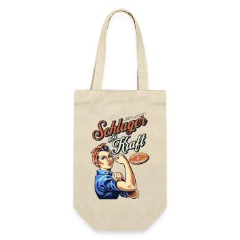 Schlager gibt Kraft - Retro-Design für Schlagerfan - Geschenkbeutel für Flaschen - Natur - Vorne
