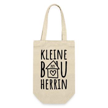 Kleine Bauherrin 2025 - Geschenkbeutel für Flaschen - Natur - Vorne