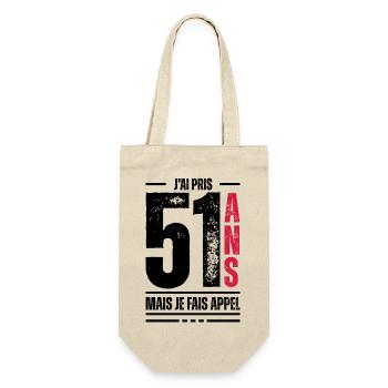 j ai 51 ans / t-shirt 51 ans / idée cadeau 51 ans - Sac à bouteille - nature - Devant
