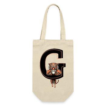 Buchstabe g Tiger - Geschenkidee - Geschenkbeutel für Flaschen - Natur - Vorne