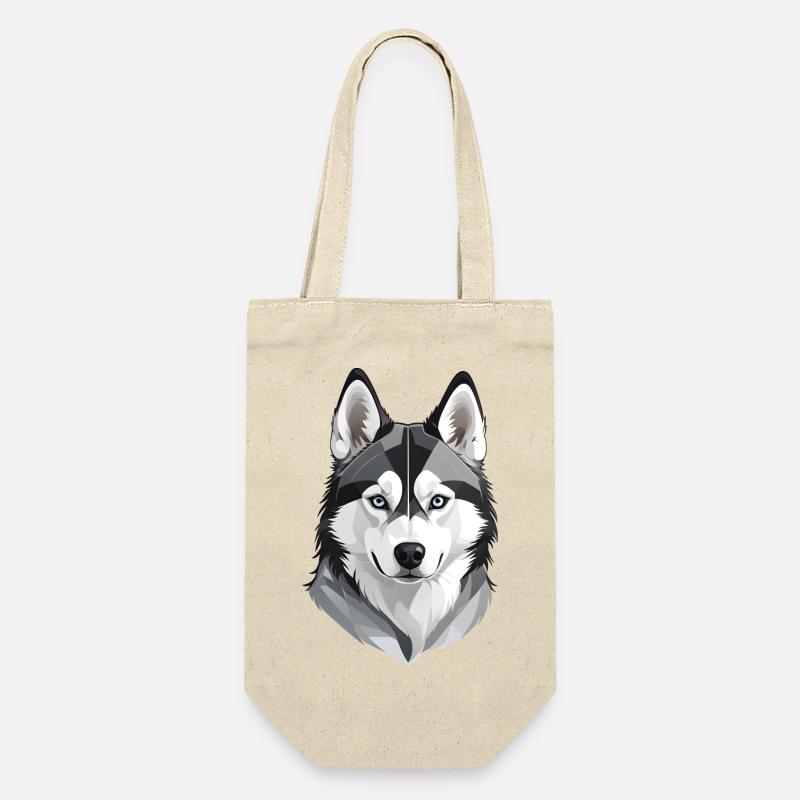 Niedlicher Husky-Kopf - Geschenkbeutel für Flaschen - Natur