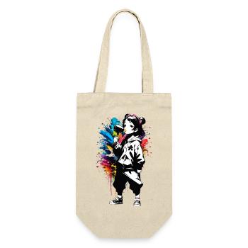 Street Art Girl 23247 - Gift Bag for Bottles - nature - Front
