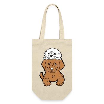 2 Puppies Dogs Lying On Top Two Friends Duo - Gift Bag for Bottles - nature - Front