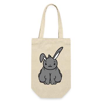 Dicker Hase sitzt Übergewicht Fett Hungrig Lustig - Geschenkbeutel für Flaschen - Natur - Vorne