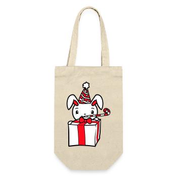 Hase Geburtstag Jahre alt Geschenk Tröte Party Hut - Geschenkbeutel für Flaschen - Natur - Vorne