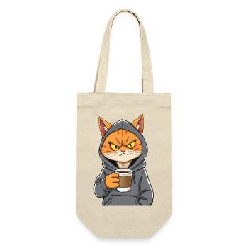 Morgenmuffel Katze braucht ihren Kaffee - Geschenkbeutel für Flaschen - Natur - Vorne